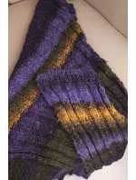 Dámský měkký a teplý vlněný šál v barevných pruzích KN19 tmavě fialový Dámský měkký a teplý vlněný šál v barevných pruzích KN19 tmavě fialový