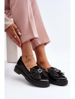 Dámské lakované mokasíny s mašlí Laura Messi 2786 černé