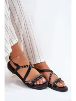 Ploché Sandály S Ozdobnými Pásky Vinceza 17379 Černé