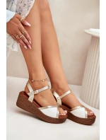 Dámské Sandály Na Klínu S.Barski PL51-324 Bílá-Zlatá