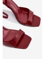 Dámské sandály na jehlovém podpatku z eko kůže - bordó Brisora