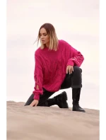 Dámský svetr M539 fuchsiový - Moe Dámský svetr M539 fuchsiový - Moe