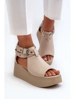 Zazoo 1732 Kožené sandály na klíně Beige Zazoo 1732 Kožené sandály na klíně Beige