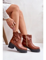 Dámské Kožené Botky Na Zip Hnědé Lewski 3435 Dámské Kožené Botky Na Zip Hnědé Lewski 3435