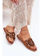 Dámské Ploché Pantofle S Ozdobnou Přezkou Leopard Luwam