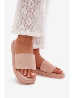 Dámské Pantofle Na Platformě Z Eko Semiše Špinavě Růžové Jorina