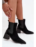 Kožené semišové dámské boty na podpatku vyhřáté Artiker 57C0049 Černé Kožené semišové dámské boty na podpatku vyhřáté Artiker 57C0049 Černé