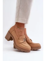 Dámské polobotky na robustním podpatku s ozdobou Camel Ranunca