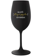 NEJLEPŠÍ STEJNĚ PSYCHO KAMARÁDKA - černá sklenice na víno 350 ml NEJLEPŠÍ STEJNĚ PSYCHO KAMARÁDKA - černá sklenice na víno 350 ml