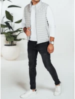 Pánská prošívaná vesta světle šedá FashionStreet TX5078