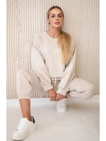 Komplet teplákové + kalhoty máslová látka světle béžová