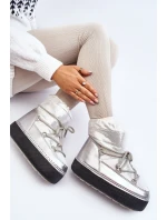 Dámské zimní boty se stříbrným šněrováním Toolsa