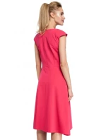 M296 Šaty s obrácenými záhyby - ecru barva M296 Šaty s obrácenými záhyby - ecru barva