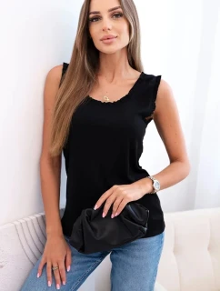 Dámská viskózová halenka s volánem ve výstřihu černý