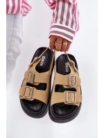 Semišové Dámské Sandály S Přezkami Big Star RR274665 Béžové