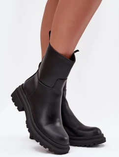 Dámské kotníkové boty na platformě a nízkém podpatku černé Levira