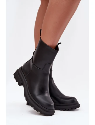 Dámské kotníkové boty na platformě a nízkém podpatku černé Levira Dámské kotníkové boty na platformě a nízkém podpatku černé Levira