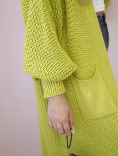 Svetr dlouhý kardigan pistácie