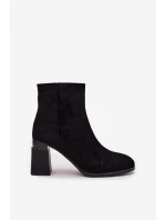 Dámské kozačky z přírodního semiše na podpatku vyhřívané D&A CR52-718 Černé