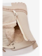 Dívčí kotníkové boty s ouškem s kožešinou LOVE béžové Rosaira