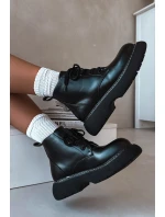 Dámské zateplené kotníkové boty na platformě s šněrováním Černé Harmine