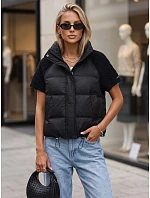 Krátká dámská prošívaná péřová vesta, černá, FashionStreet TY5925 Krátká dámská prošívaná péřová vesta, černá, FashionStreet TY5925