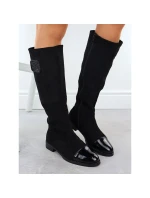 Dámské černé semišové lakované kozačky M.Daszynski MR2251-19