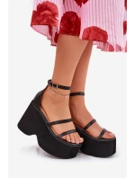 Dámské Sandály Na Masivní Platformě A Klínu Černé Etette
