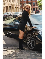 Černé vysoké kozačky s otevřenými prsty a podpatkem Henya Černé vysoké kozačky s otevřenými prsty a podpatkem Henya