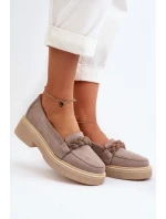 Dámské semišové mokasíny s ozdobou Cappuccino Zazoo 3429/W Dámské semišové mokasíny s ozdobou Cappuccino Zazoo 3429/W