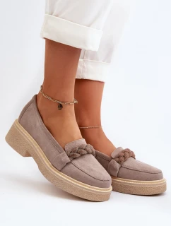 Dámské semišové mokasíny s ozdobou Cappuccino Zazoo 3429/W