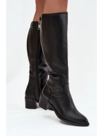 Dámské zimní kozačky s podpatkem a přezkou Vinceza 58589 Černé