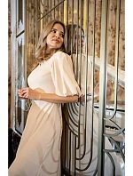 Dámské šaty s puff rukávy S400 krémové - Stylove