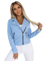 481-3 Semišová RAMONESKA s dlouhými rukávy a zipy - MODRÁ