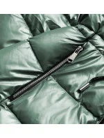 Zelená oboustranná dámská metalická bunda (R8070)