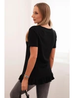 Dámská blůza s volánem dole černá Dámská blůza s volánem dole černá