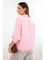 Dámská košile s viskózou, ozdobnými knoflíky a límcem cukrově růžová