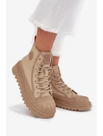 Vysoké Dámské Tenisky Zateplené Big Star OO274A356 Béžové