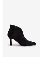Nízké dámské kotníkové boty na jehlovém podpatku eco semiš černé Jolivra