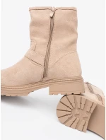 Originální Jasnobeżowy dámské  kotníčkové boty na plochém podpatku