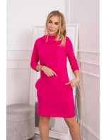 Šaty s kapucí a kapsami fuchsiové barvy Šaty s kapucí a kapsami fuchsiové barvy