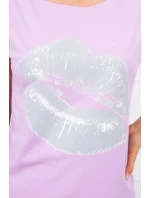 Halenka s potiskem rtů fialová Halenka s potiskem rtů fialová