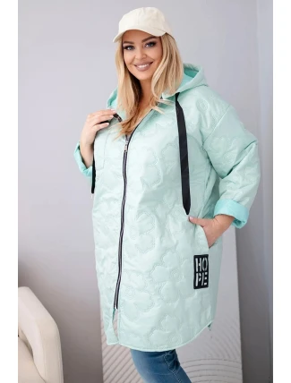 Dámská bunda Plus Size prošívaná s kapucí a nápisem HOPE růžový neon