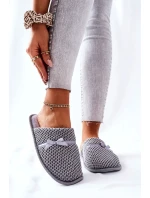 Dámské Pantofle S Mašlí šedé Evira Dámské Pantofle S Mašlí šedé Evira