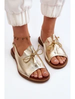 Zazoo 2898 Kožené Ploché Sandály Zlaté