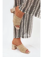 Dámské Pantofle S Pletením Na Podpatku Béžové Ciariloria