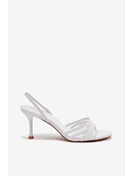 Dámské sandály na podpatku s pásky bílé Velivelle
