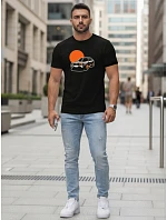 Pánské bavlněné tričko s potiskem automobilů černé FashionStreet NX5091R
