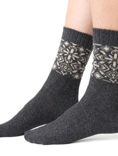 Ponožky s vlnou 093 šedé norský vzor