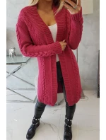 Svetr Cardigan kostkovaný kostkovaný fuchsiový Svetr Cardigan kostkovaný kostkovaný fuchsiový